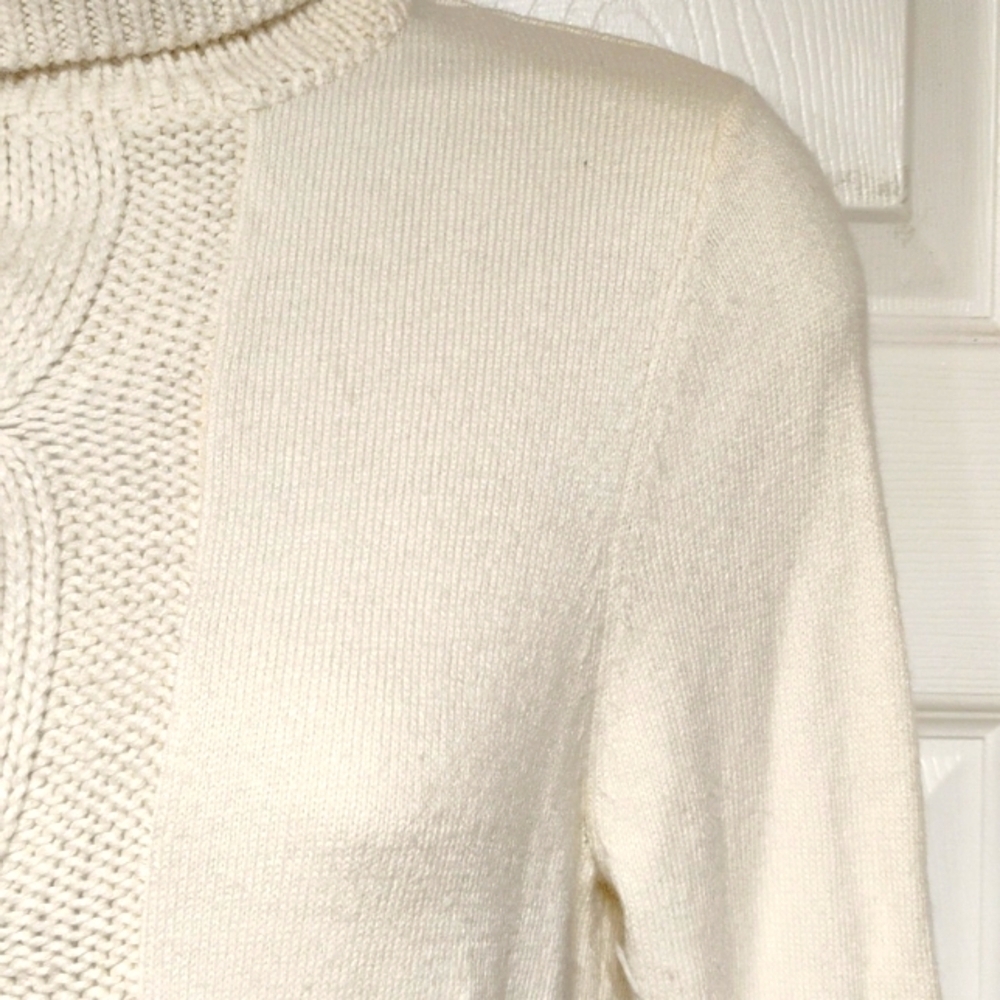 INC International Concepts Cream Big Turtle Neck Silk Sweater - Picture 3 of 14
